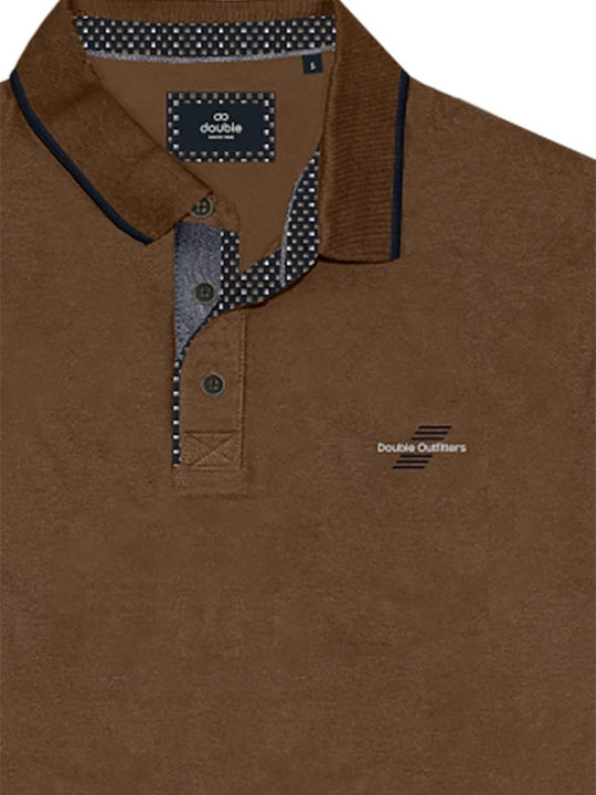 Double Herren Langarmshirt Polo Camel