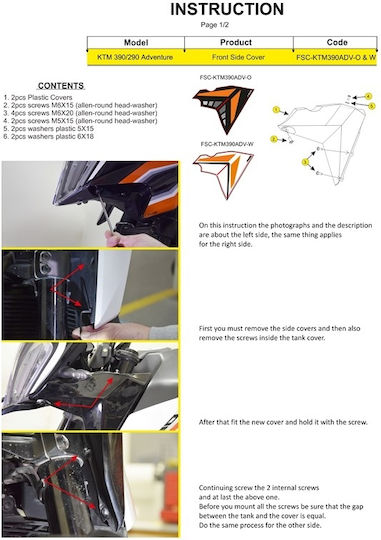 Moto Discovery Motorcycle Plastic Part for KTM 390 Adventure Black 1pcs