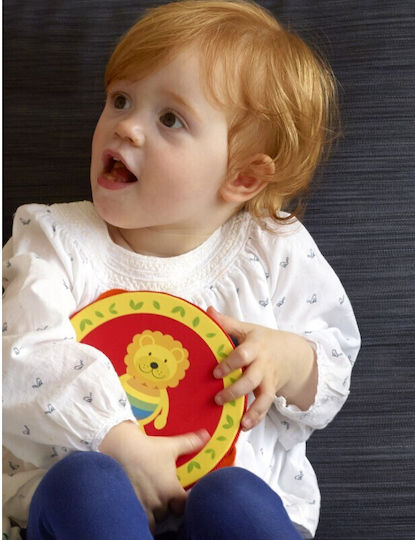Orange Tree Toys Musical Instrument Tambourine Lion made of Wood with Music for 36++ Months