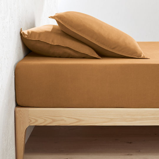 La Redoute Interieurs Cearșaf Dublu cu Elastic 140x190+30cm. Prewashed linen