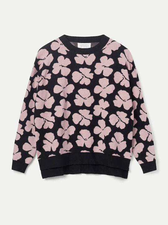 Compania Fantastica Damen Langarm Pullover Baumwolle Blumen Mehrfarbig