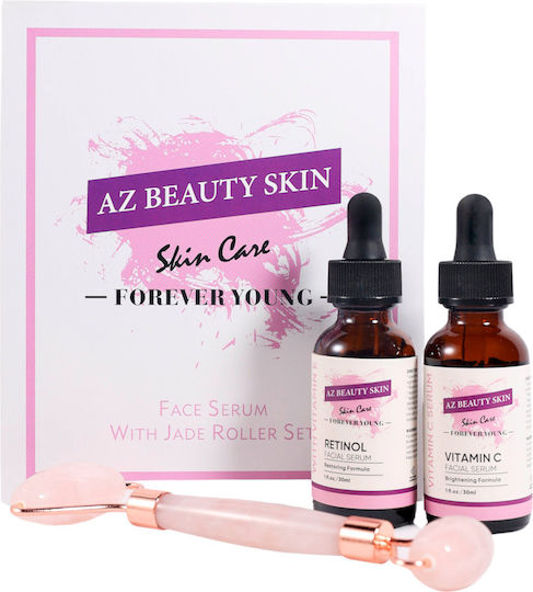 Anti-wrinkle Set 1 X Quartz Roller 2 Facial Serums 2x 30 Ml Az Beauty Skin