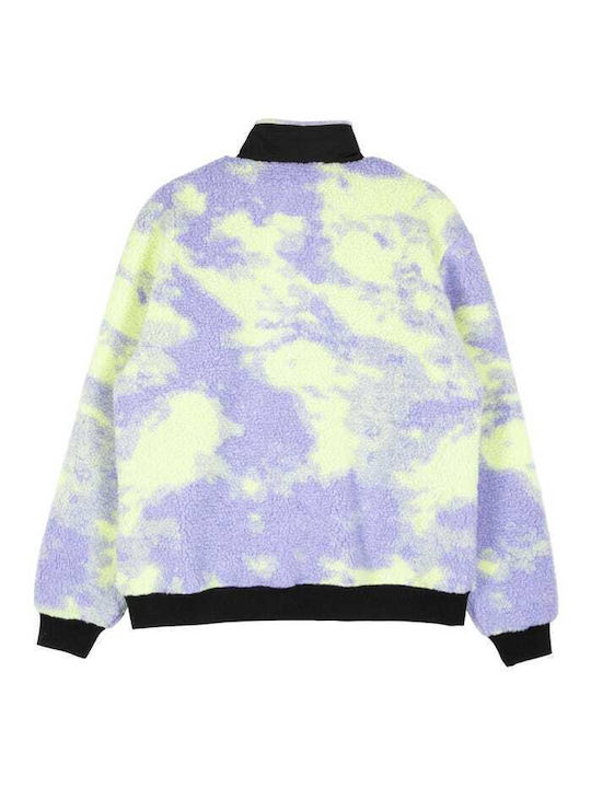 Santa Cruz Women's Blouse Sherpa with Zipper Purple Yellow Tie Dye