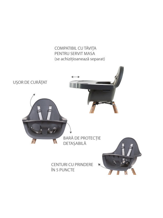 Childhome Evolu 2 Καρεκλάκι Φαγητού με Ρυθμιζόμενο Ύψος Walnut/Black