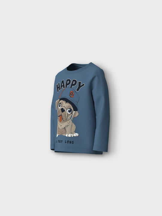 Kids' Shirt Long Sleeve BlueHappy Dog Blue