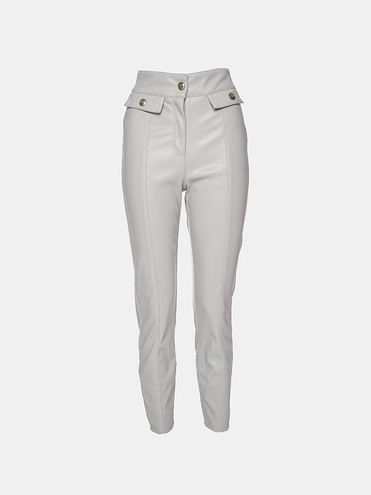 Lynne Damen Leder Hose mit Gummizug Grey