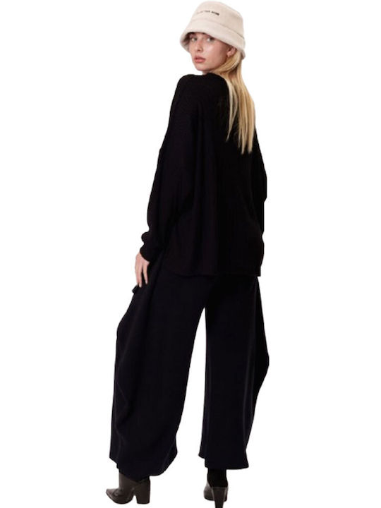 Collectiva Noir Women's Fabric Trousers Black