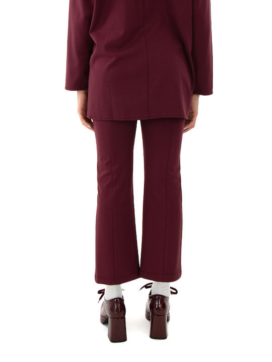 MY T Pants Women My T Wearables Women's High-waisted Fabric Trousers in Slim Fit BORDO