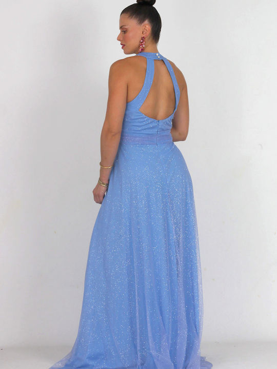 Bellino Maxi Kleid mit Schlitz Blau