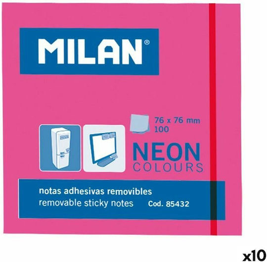 Milan Haftnotizen im Würfel 100 Blätter Rosa 7.6x7.6Stück Set 10Stück