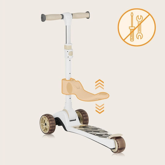Lionelo Kids Scooter Foldable Franky 3-Wheel with Seat for 12 Months Beige