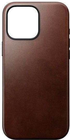 Nomad Modern Horween Back Cover Metallic 0.75mm with Strap Brown (iPhone 16 Pro Max)