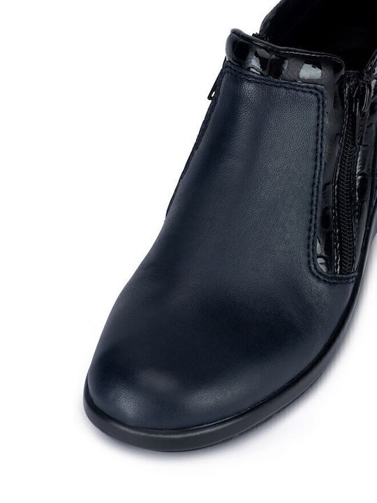 Leather Women's Ankle Boots Platform Blue Black