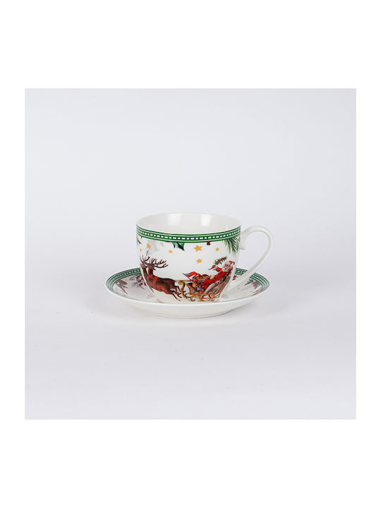 Christmas Scene Cup and Saucer Set of 2 Pieces