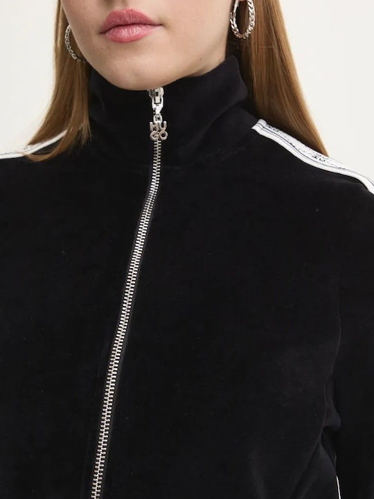 Cropped Γυναικείο Φούτερ Βελουτέ Black