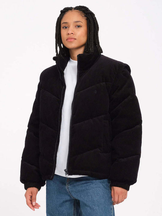 Volcom Κοντό Γυναικείο Puffer Μπουφάν για Χειμώνα Black