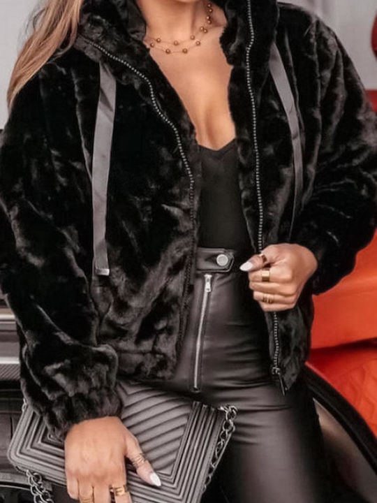 Women's Short Lifestyle Jacket for Winter Black
