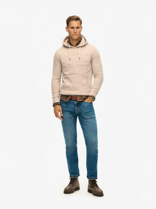 Superdry Embossed Graphic Men's Sweatshirt with Hood Ecru