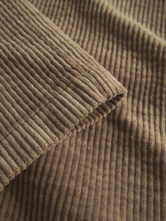 Long Sleeve Corduroy Overshirt In Regular Fit Sand