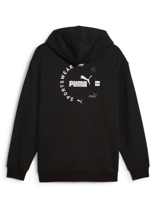 Puma Men's Sweatshirt Jacket with Hood and Pockets black