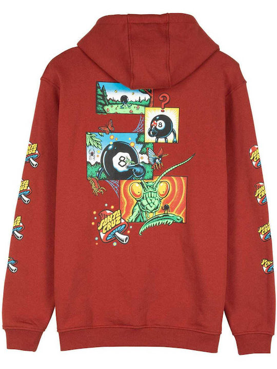 Santa Cruz Men's Sweatshirt with Hood Dark Rust, Rusty Red