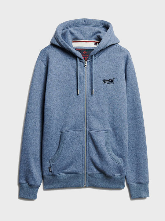 Superdry D2 Ovin Herren Sweatshirt Jacke mit Kapuze und Taschen Indigo