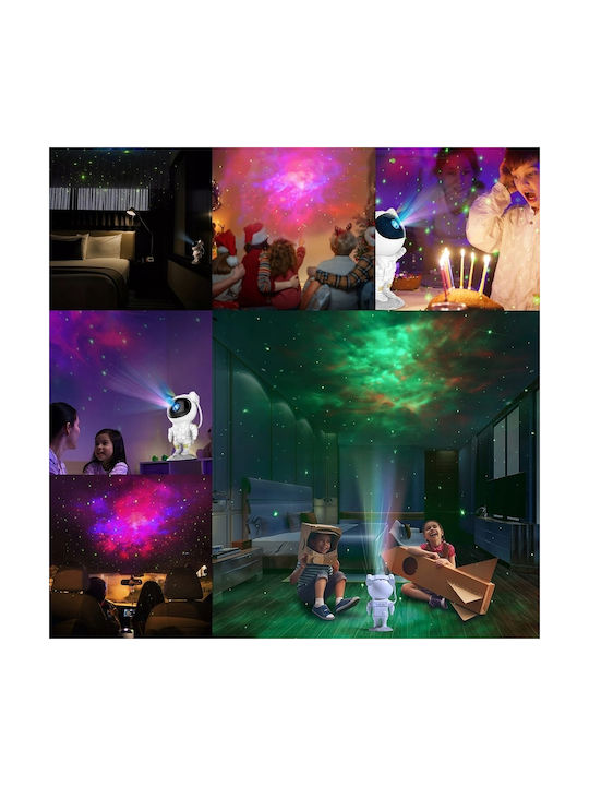Led Παιδικό Φωτιστικό Projector με Προβολή Αστεριών Λευκό