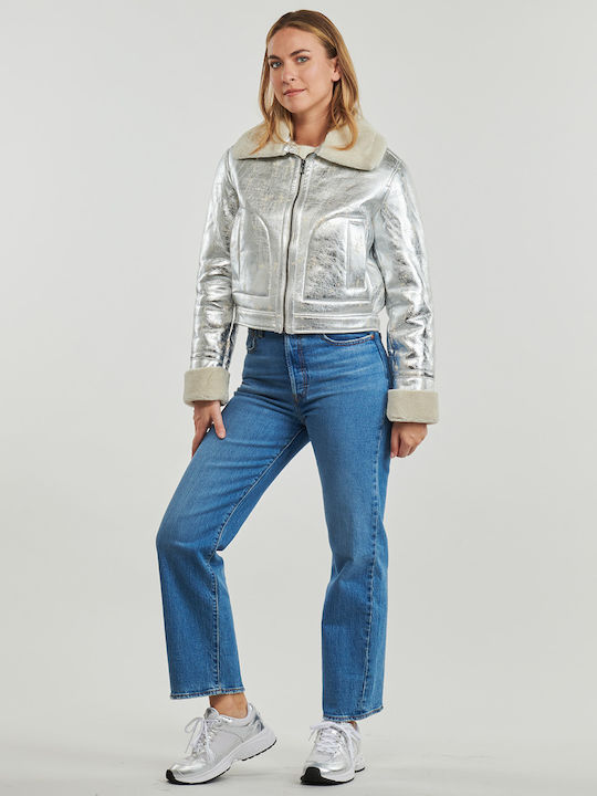 Desigual Chaq Leather Jacket Leather Silver