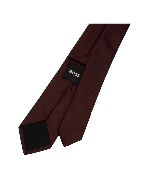 Hugo Boss Men's Tie Silk Printed in Burgundy Color