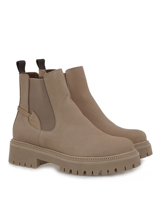 Ragazza Leder Damen Knöchelstiefel Beige