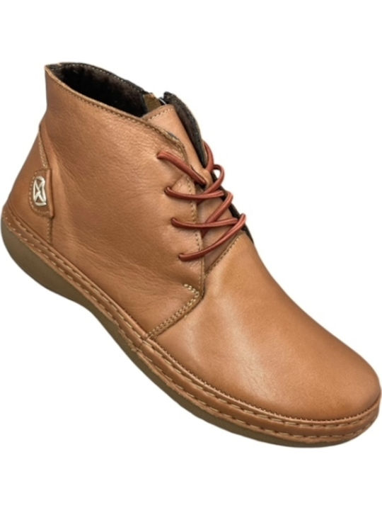 Leder Stiefeletten Damen Tabac Braun