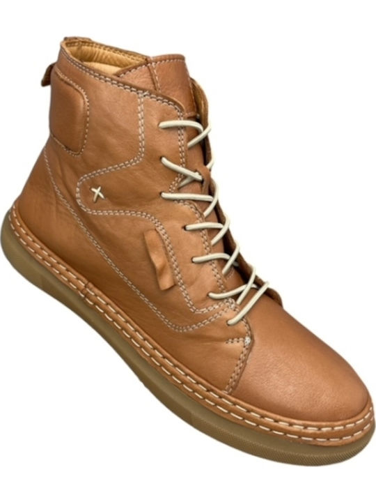 Leder Stiefeletten Damen Tabac Braun