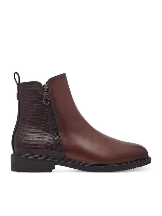 Leder Stiefeletten Damen Tabac Braun
