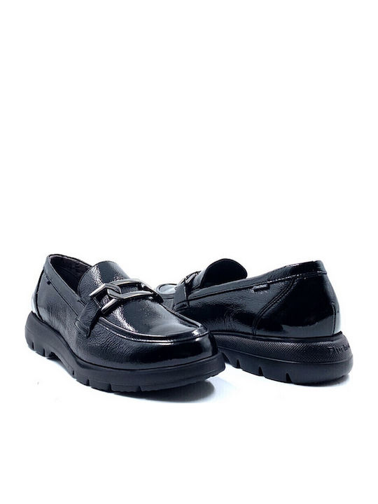 Lackleder Damen Mokassins in Schwarz Farbe