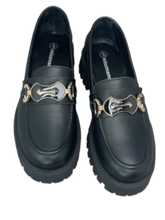 Leather Women's Loafers in Black Color