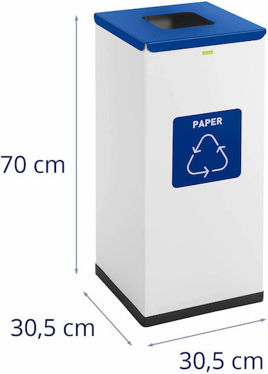 Steel Waste Segregation Bin Paper Waste 30.5x30.5x70cm 60l