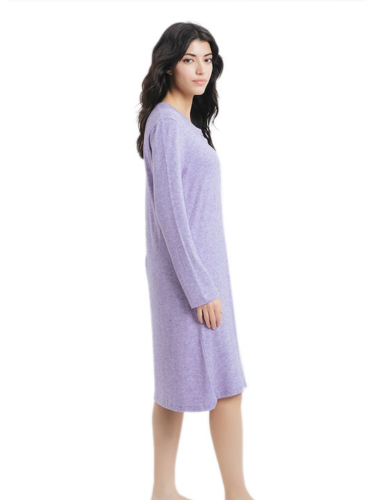 Odyssey Winter Cotton Women's Nightdress Purple