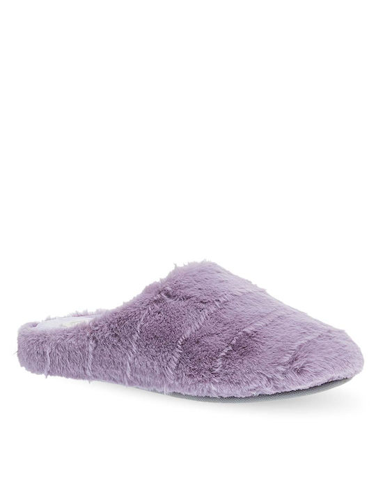 Parex Winter Women's Slippers with fur in Lilac color