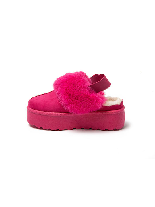 Jomix Winter Women's Slippers with fur in Fuchsia color