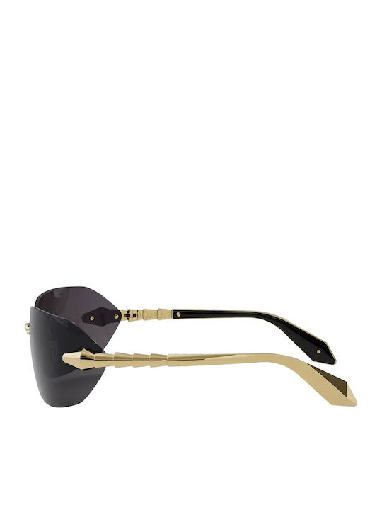 Bvlgari Unisex Sonnenbrille mit Gold Metall Gestell und Schwarz Linse