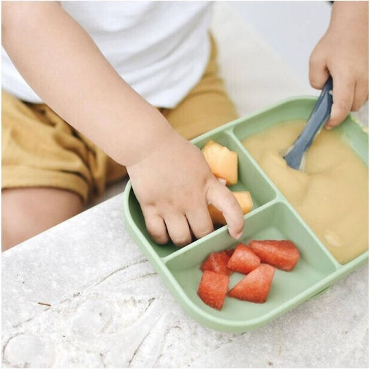 Beaba Kinderteller aus Silikon Grün