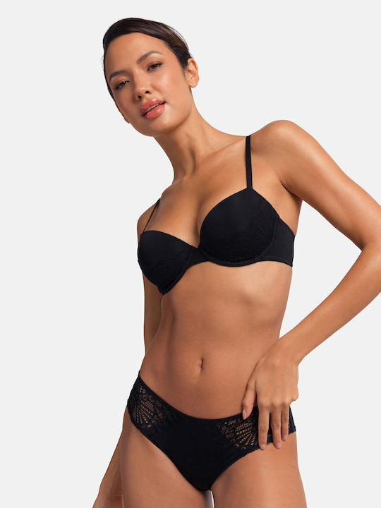 Women's Slip with Lace Black/coral