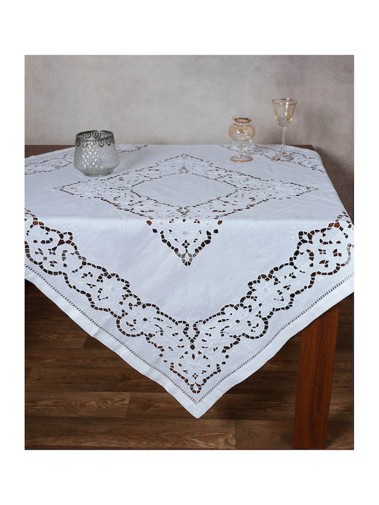 Silk Fashion Kariert Leinen Geschnitten Hy87 White 140x140cm