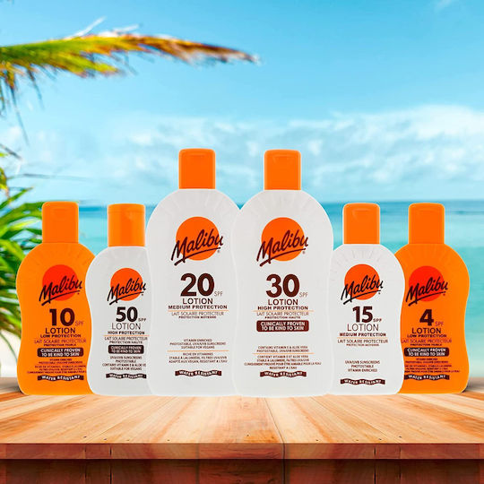 Malibu Αδιάβροχη Αντηλιακή Λοσιόν SPF20 2x200ml
