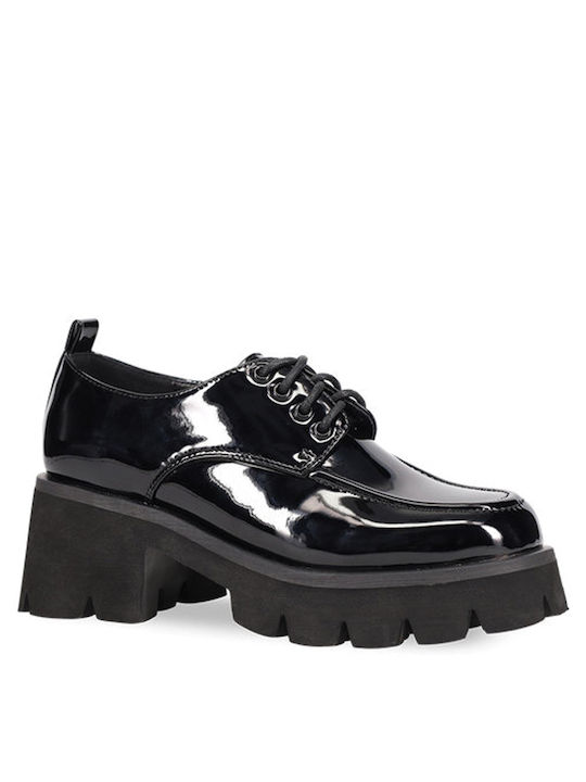 Migato Women's Patent Leather Oxford Shoes Black