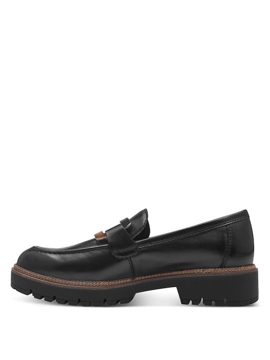 Tamaris Leather Women's Loafers in Black Color