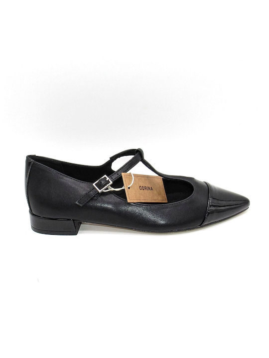 Corina Synthetic Leather Ballerinas Black