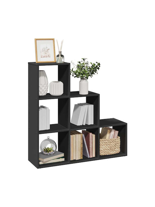 Bookcase Black Velvet-Black Metal 99x29x99cm