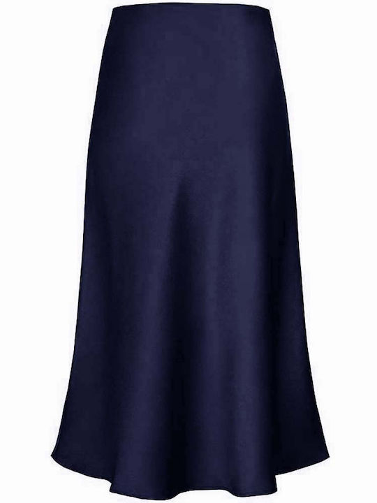 Satin Maxi Rock in Blau Farbe