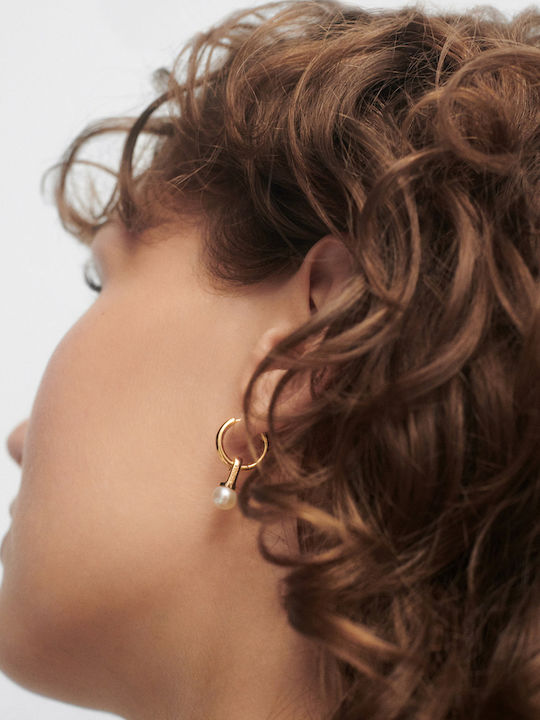 Earrings Hoops made of Silver Gold Plated with Stones